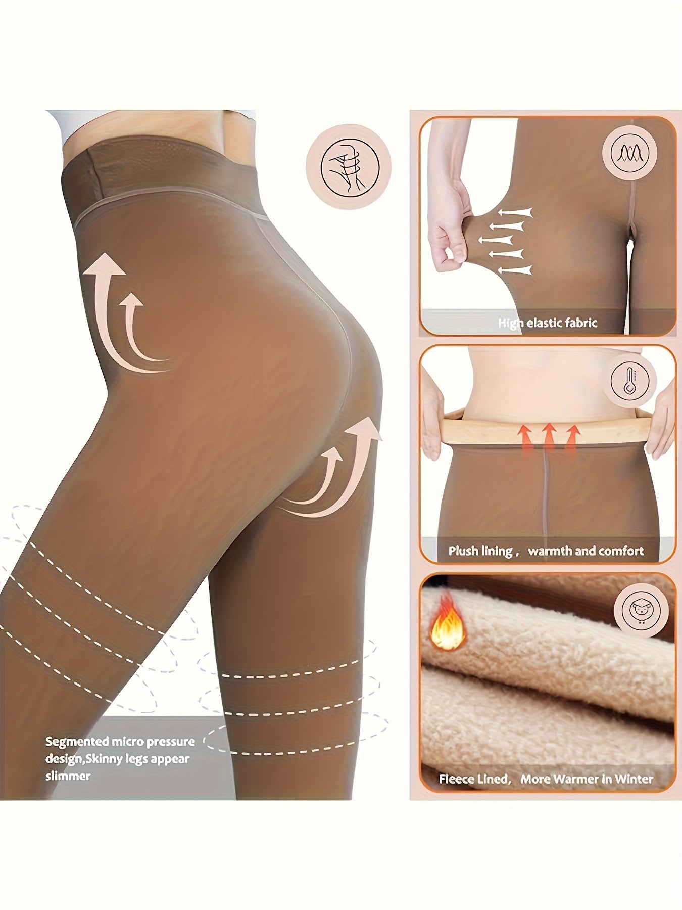 Fleece Lined Tights Women 2 Pack – Winter Warm Pantyhose, High Waist, Soft Stretch Leggings for Sports & Everyday Wear | Black, Tawny, Coffee, Rust | S–XXL