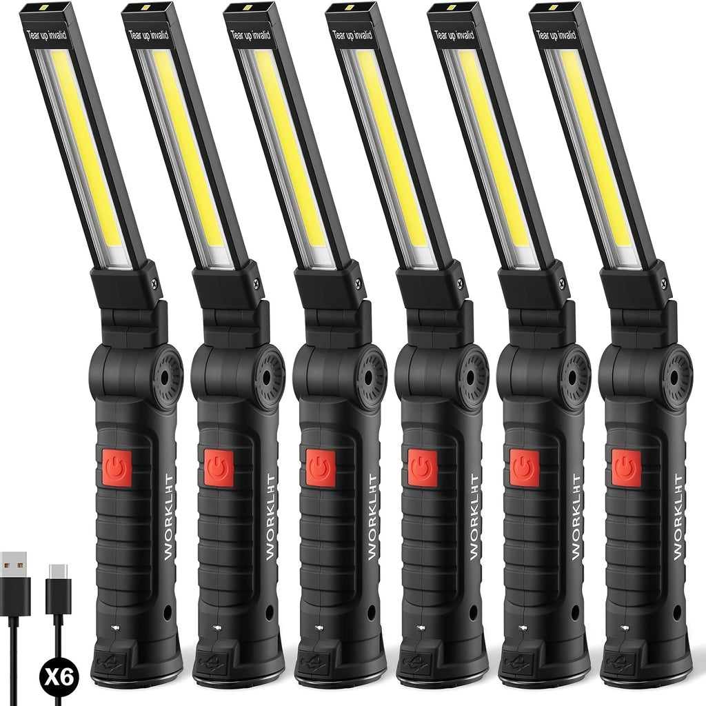 COB LED Rechargeable Work Light 1000 Lumens Portable Hanging Camping Lamp – 5 Brightness Modes 200M Beam Built-In Battery 2-10 Pack