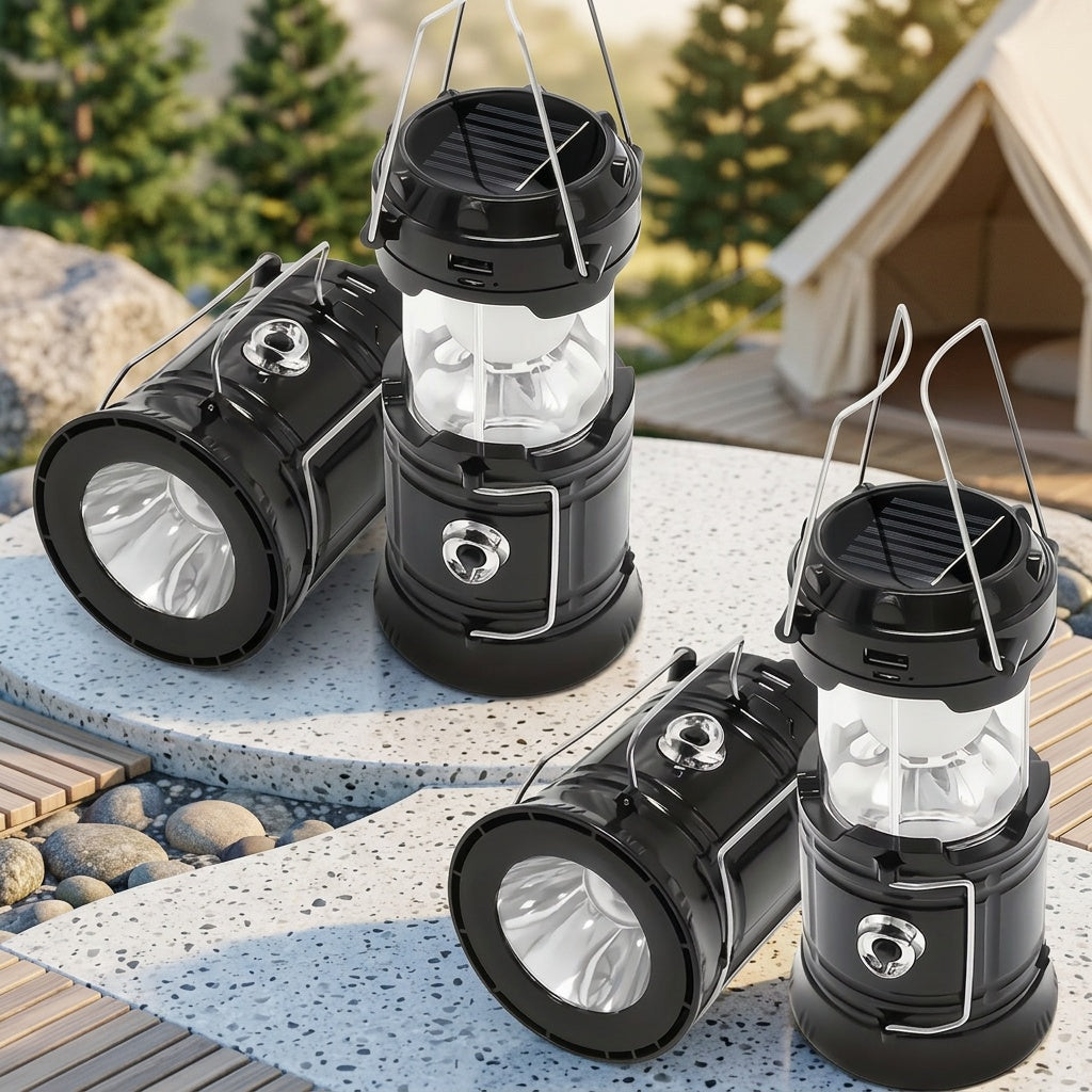 4 Pack Retro LED Camping Lantern USB Rechargeable - 4600mAh Portable Survival Flashlight with Handle - Indoor Outdoor Emergency Camping Light for Tent Hiking Power Outage Holiday Decor