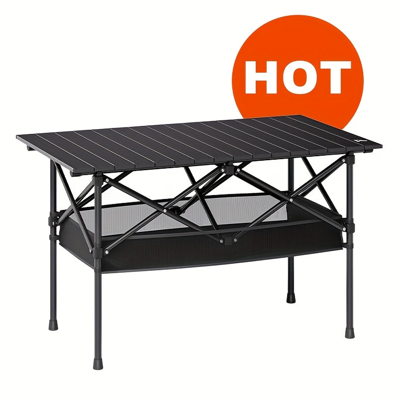 Portable Camping Picnic Table with Carry Bag – Foldable Roll-Up Outdoor Table for Beach, Backyard, Barbecue, Patio & Picnic