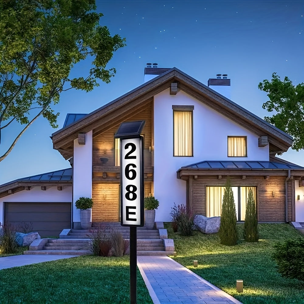Solar House Number Light Outdoor - Ground Stake Lawn Lamp, No Wiring, Auto Night Lighting, IP44 Waterproof Address Plaque Light for Home, Mailbox, Driveway & Commercial - 1 Pack / 2 Pack