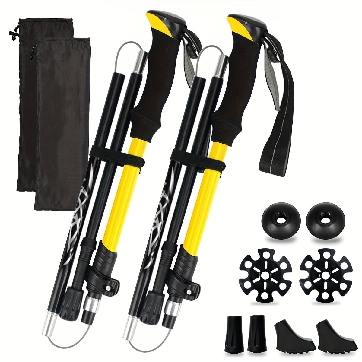Foldable Trekking Poles 2 Pack with Carrying Case – Lightweight Aluminum Alloy Hiking Sticks, Quick-Lock, Ergonomic Non-Slip Grips for Men & Women Camping Travel, 7 Colors