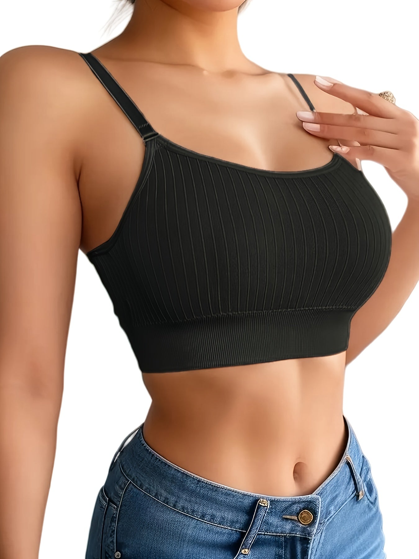 6-Pack Women's U-Back Sports Bra – Adjustable Straps, Removable Padded Cups, Seamless Knit Wireless Bralette for Workout Yoga Everyday Wear, Mixed Colors, Sizes S-XL