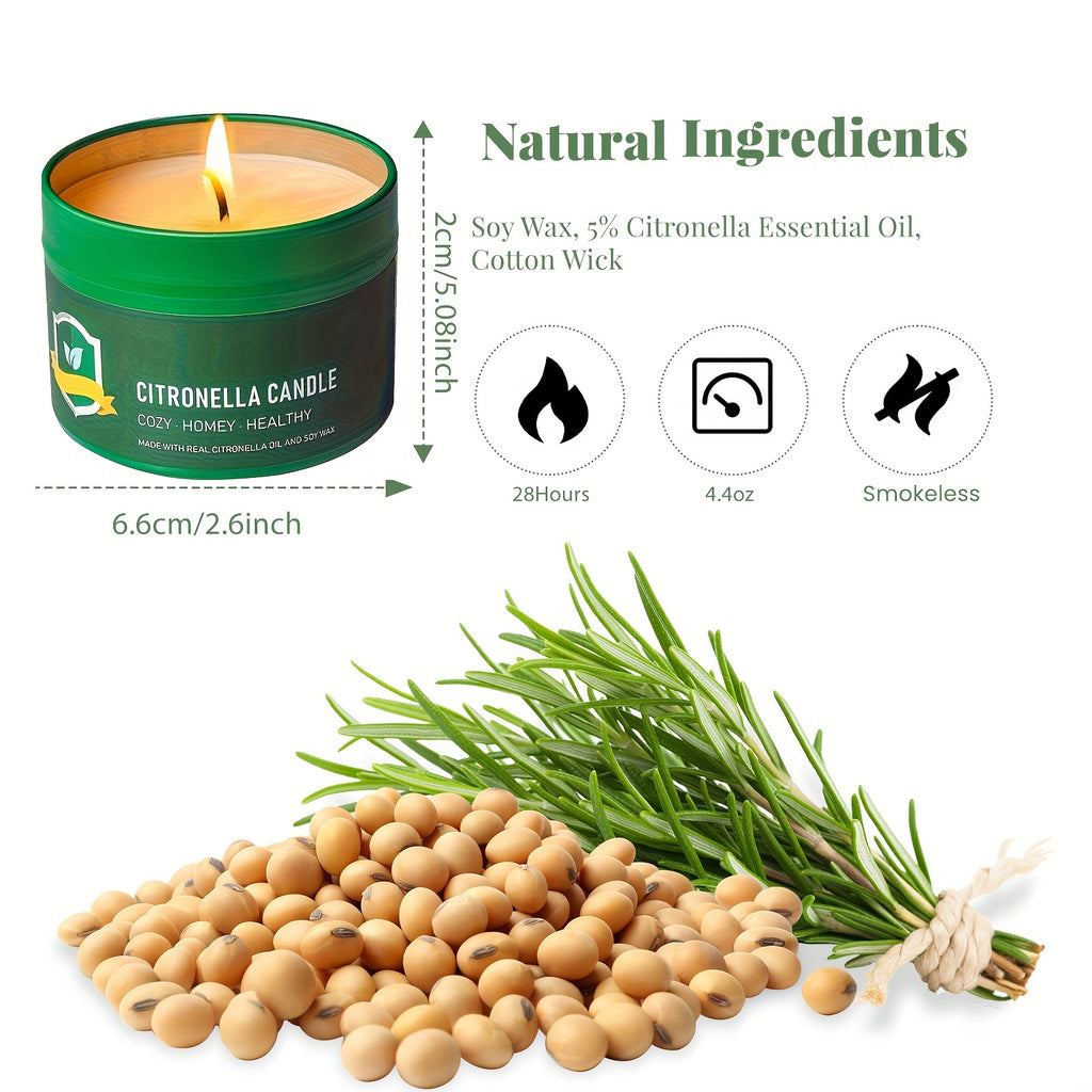 Citronella Candles Outdoor 6 Pack 4.4 oz 150 Hours Burn Time Mosquito Repellent Candles for Patio Camping BBQ Garden Yard Party