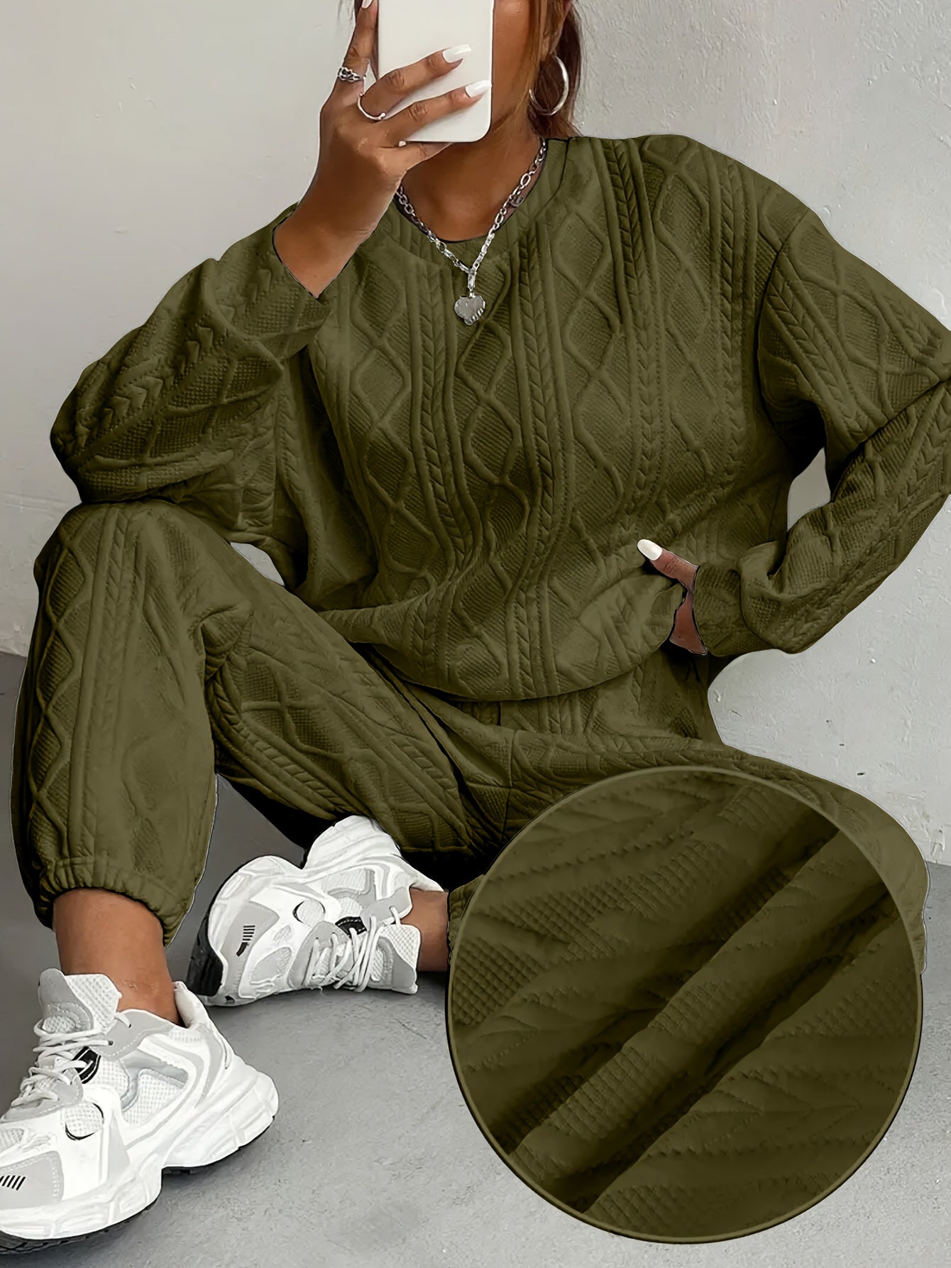 Women's Casual Pullover Two-Piece Set Long Sleeve Top & Jogging Pants – Spring Fall Loungewear S-XXL
