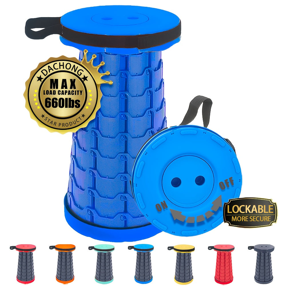 Folding Cylinder Stool 660lbs Heavy Duty - Portable Lightweight Plastic Seat for Camping, Fishing, Hiking & Travel - Waterproof, Foldable with Carry Handle - Compact Outdoor Stool for Adults