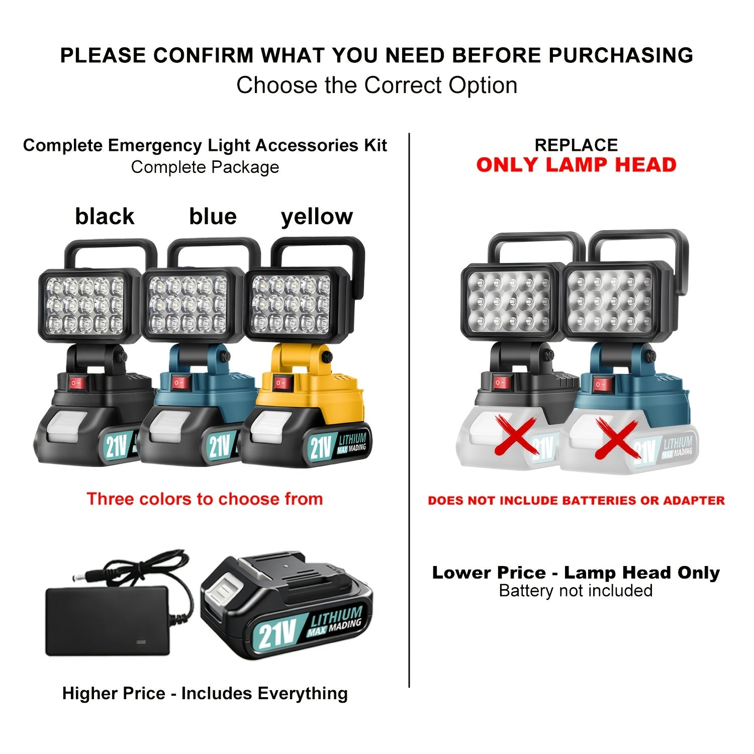Makita 21V Battery LED Work Light – Portable Camping Lantern & Jobsite Flashlight, IP4X Water Resistant, High Brightness, Emergency Power Outage Light for Hiking & Outdoor Use