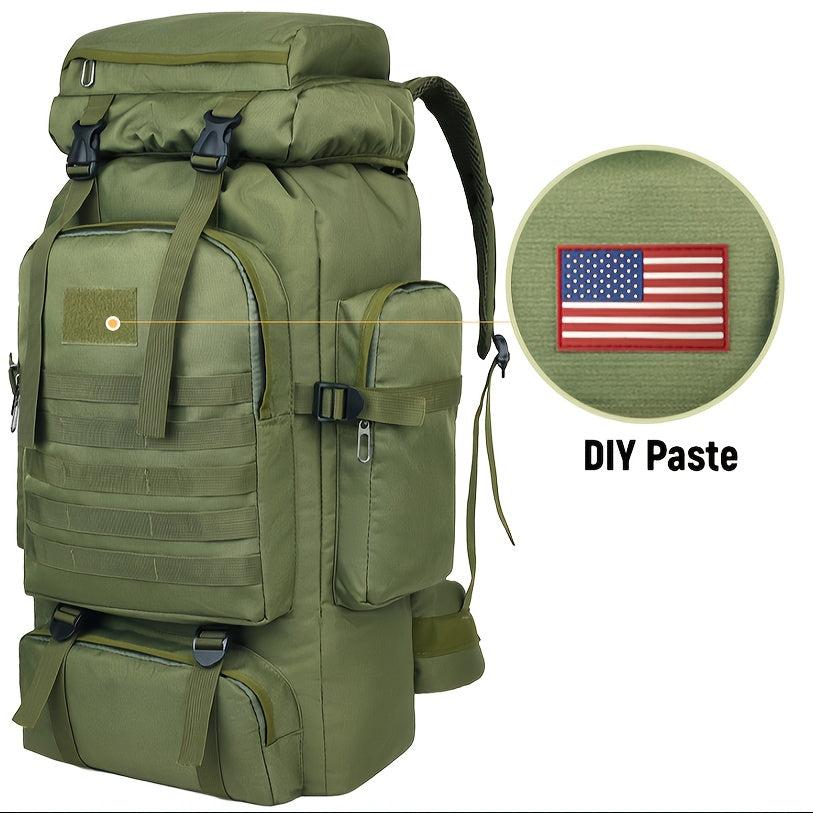 Tactical Hiking Backpack 80L Large Capacity – 3-Day Assault Pack, Molle System, Oxford Fabric, Unisex for Hiking, Camping, Hunting & Travel | Black, Camo, Desert, Gray, Khaki, Green