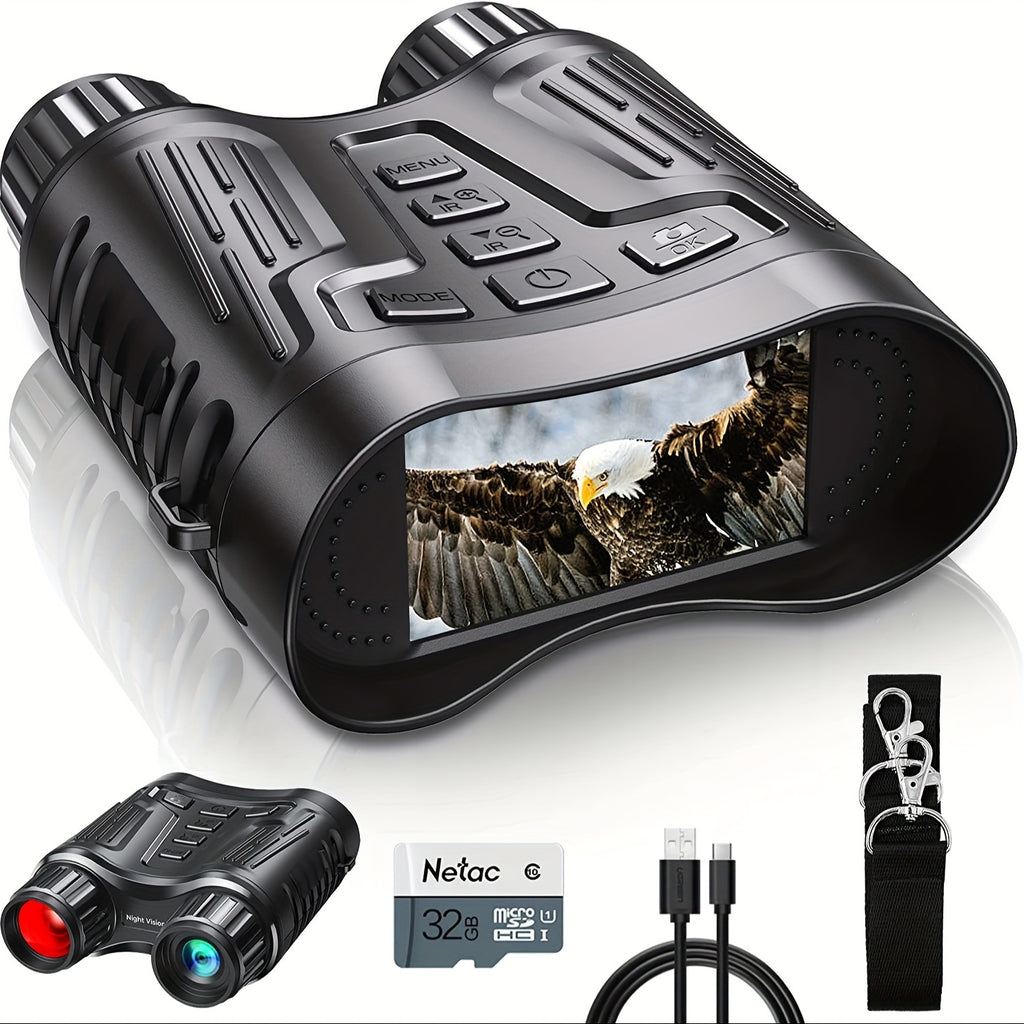 4K Night Vision Goggles for Adults – 64GB Memory Card, 3.2" Screen, 8X Digital Zoom for Hunting, Camping, Security & Outdoor Night Vision Binoculars