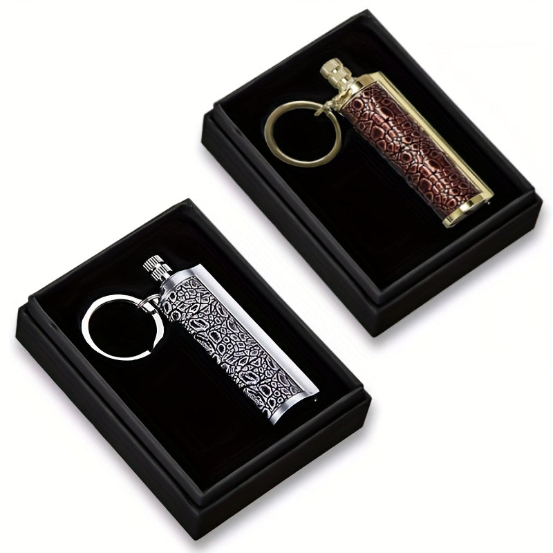 Flint Fire Starter Keychain Metal Matchstick Permanent Match Lighter Portable Waterproof Emergency Fire Starter Gear for Outdoor Camping Hiking Survival EDC Men's Gift