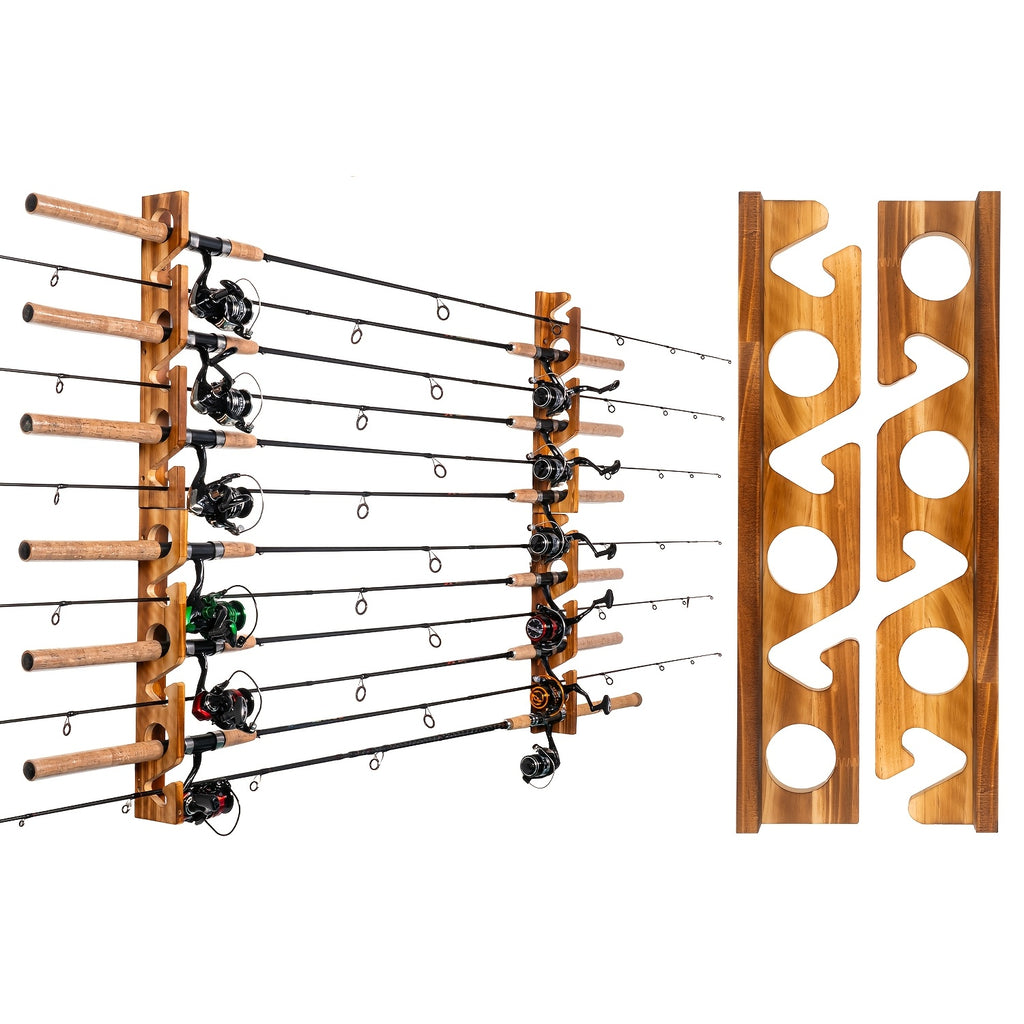 Fishing Rod Rack Wall or Ceiling Mounted Fishing Pole Holder Garage Storage Organizer Holds 6 to 24 Rods Space Saving Fishing Gear Organizer