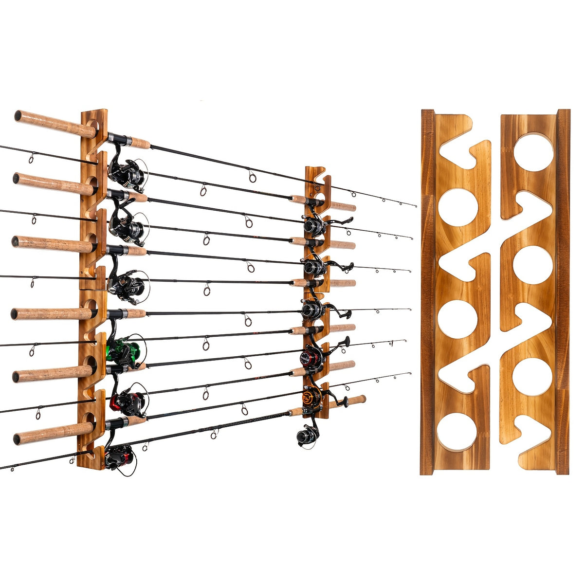 Fishing Rod Rack Wall or Ceiling Mounted Fishing Pole Holder Garage Storage Organizer Holds 6 to 24 Rods Space Saving Fishing Gear Organizer