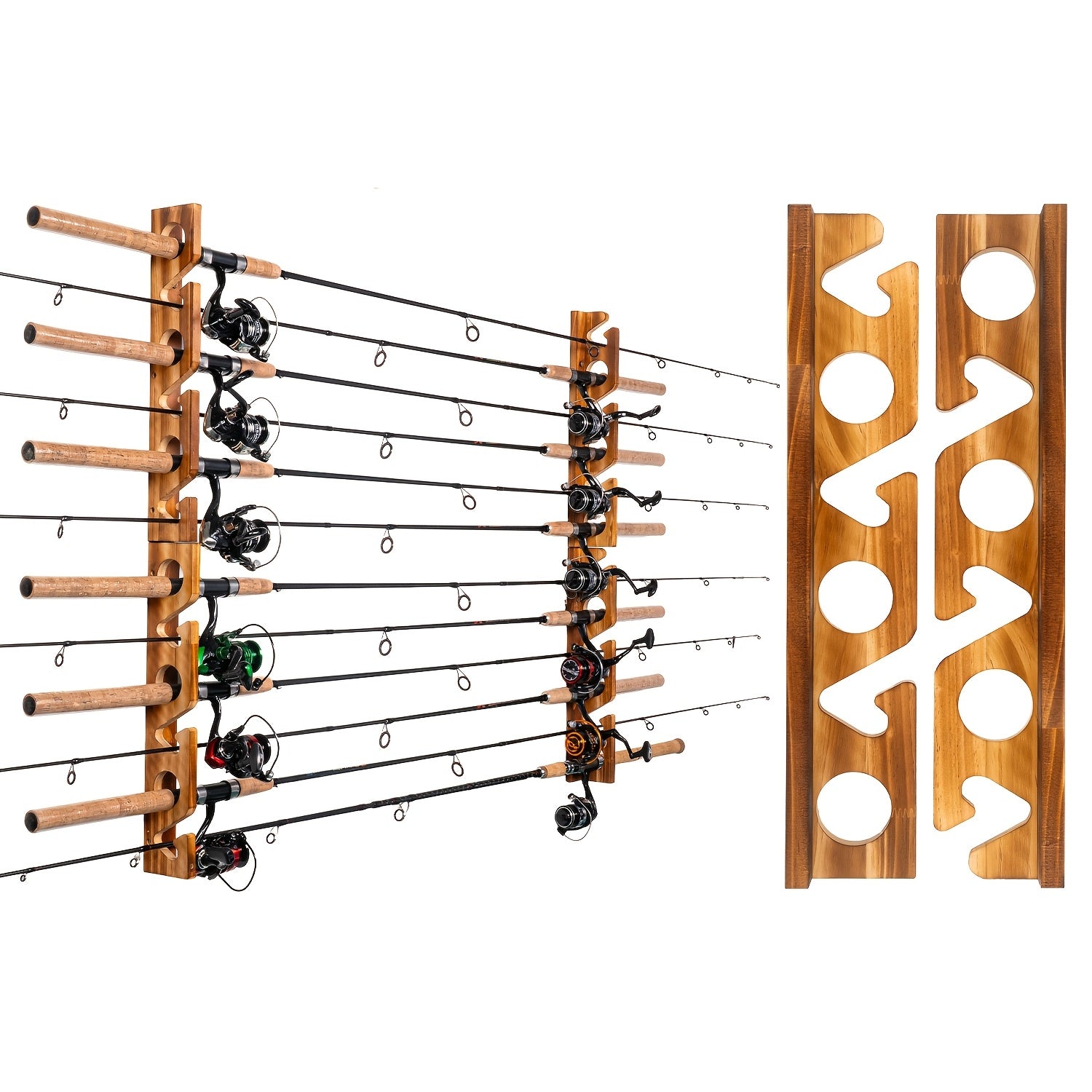 Fishing Rod Rack Wall or Ceiling Mounted Fishing Pole Holder Garage Storage Organizer Holds 6 to 24 Rods Space Saving Fishing Gear Organizer