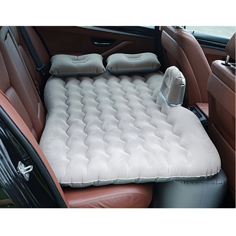SUV Air Mattress Inflatable Car Bed Portable Camping Travel Flocked Blow Up Mattress for SUV Trunk with Storage Bag Repair Kit Blue Black Beige Gray