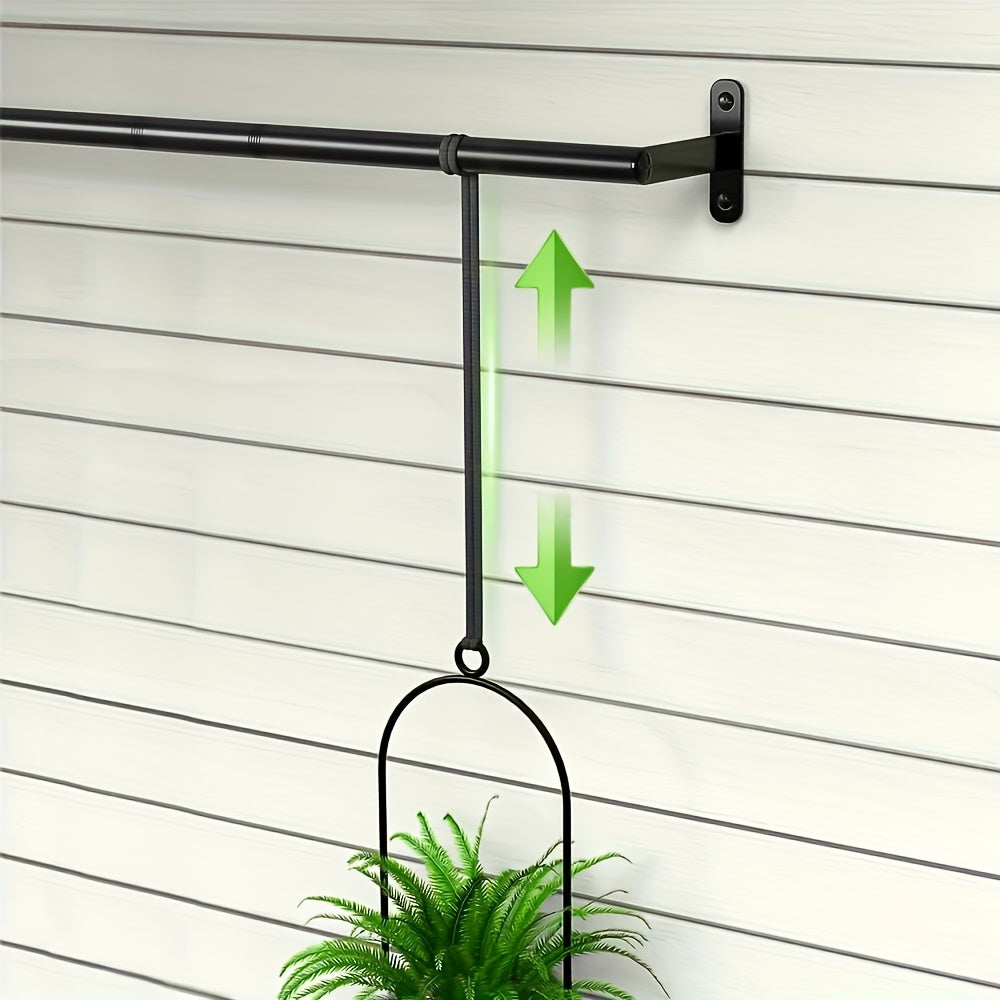 Metal Adjustable Hanging Flower Pot Set - 4 Plastic Pots & Nylon Rope Wall Plant Hanger for Indoor Window, Ceiling & Kitchen Herb Garden, Expandable 11.8"-18.1", 1 Set or 5 Pots