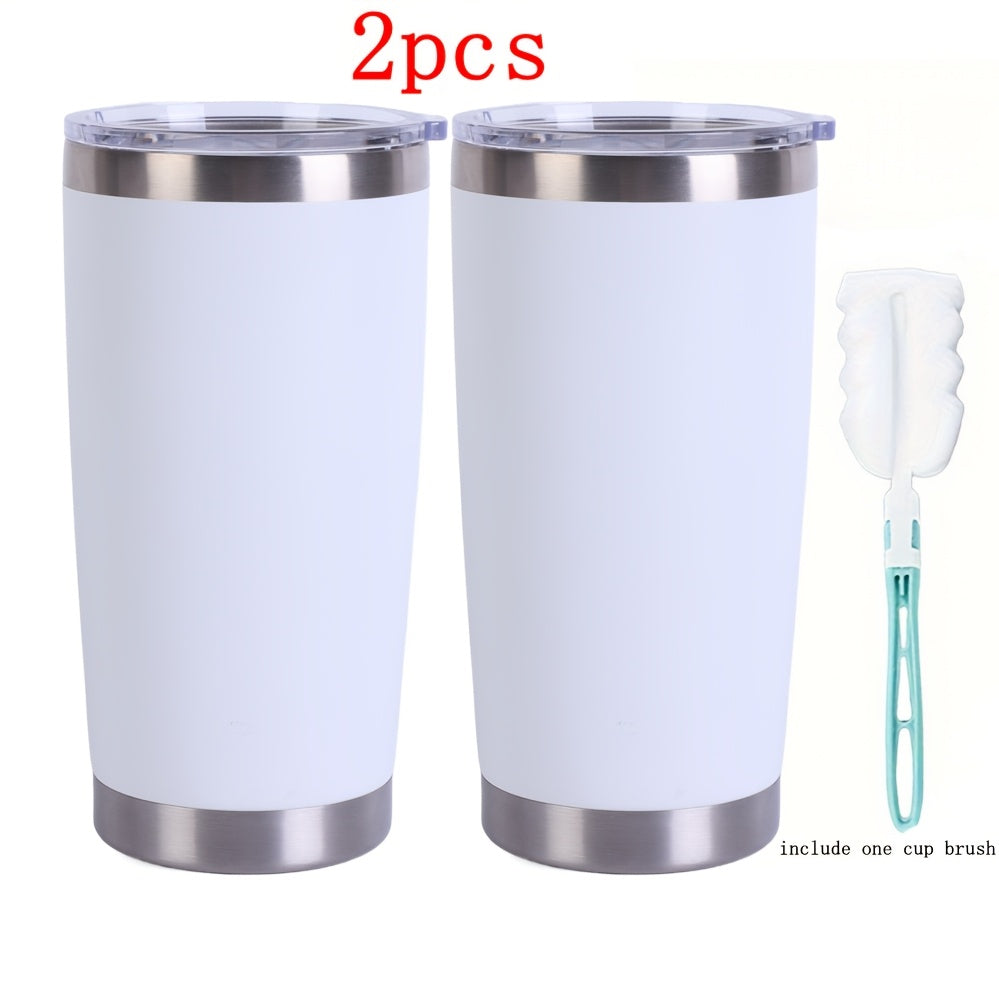 2-Pack 20oz Stainless Steel Insulated Tumbler – Double Wall Vacuum Sealed Thermal Cup for Hot & Cold Drinks Football Game Day Holiday Gift Pink White Light Blue Black Dark Blue