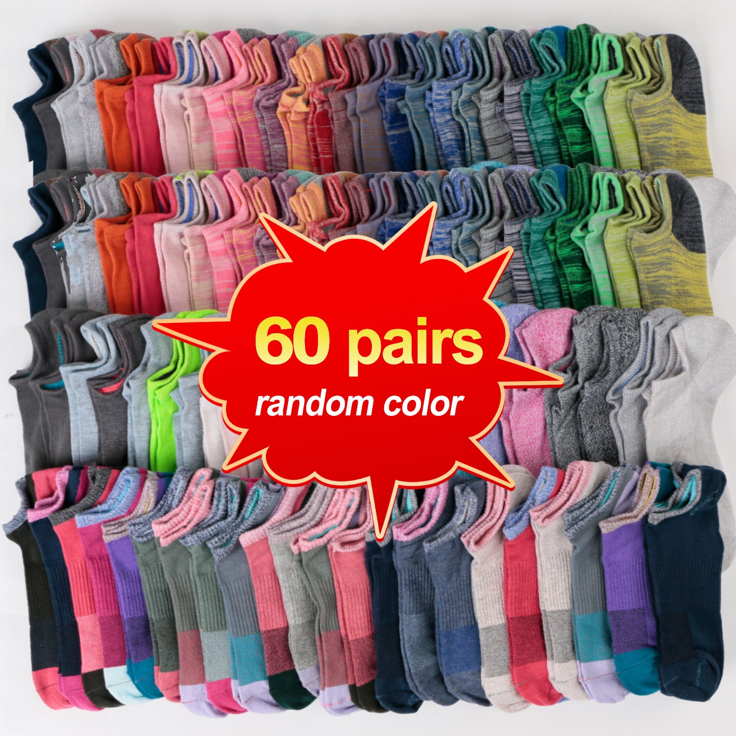 Assorted Colorful Ankle Socks Bulk Pack – 25 or 60 Pairs Unisex Fun Socks for Men & Women, Moisture-Wicking Daily Wear, Gift Idea for Birthdays & Holidays