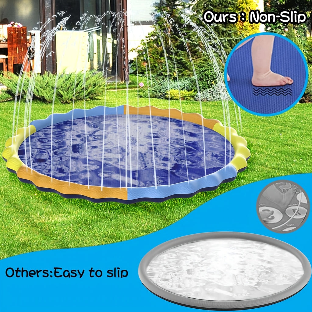 Splash Pad for Kids & Dogs Extra Large Non-Slip Outdoor Water Sprinkler Mat - 90.5" or 124" Thickened PVC Backyard Water Toy for Toddlers, Children & Pets Summer Backyard Fun