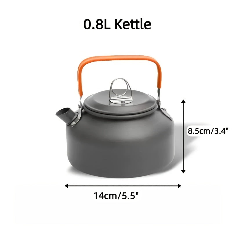 Camping Cookware Mess Kit 14/15 Piece Portable Non-Stick Aluminum Alloy Camp Kitchen Set with Kettle Pot Frying Pan Plates Forks Knives Spoons - Backpacking Outdoor Cooking Gear for Hiking