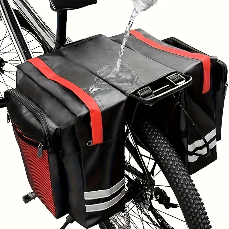 Bike Bag Set 3-Piece Cargo Rack Bag + Saddle Bag + Shoulder Bag – 13.21 Gal Large Capacity Cycling Storage for Road Mountain Commuter Bike Touring – Red Black Blue