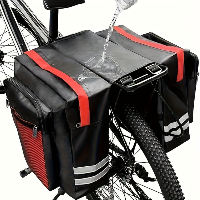 Bike Bag Set 3-Piece Cargo Rack Bag + Saddle Bag + Shoulder Bag – 13.21 Gal Large Capacity Cycling Storage for Road Mountain Commuter Bike Touring – Red Black Blue