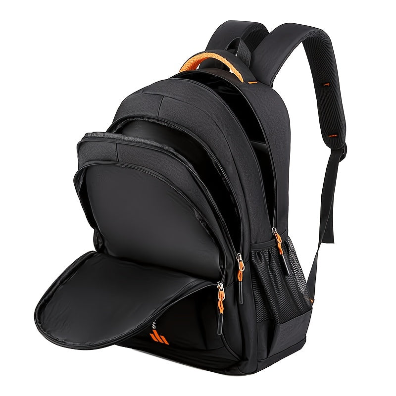 Men's Large Capacity Travel Backpack 3-Piece Set – Durable Nylon, Multi-Compartment Business & Campus Bag with Adjustable Straps, Black Laptop Backpack for Men