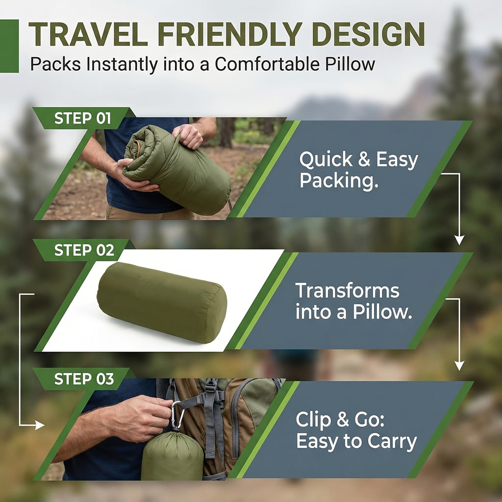 Camping Blanket Puffy Waterproof Foldable Lightweight Warm Outdoor Blanket with 3D Eye Mask for Camping Hiking Travel Stadium Beach 55x79in