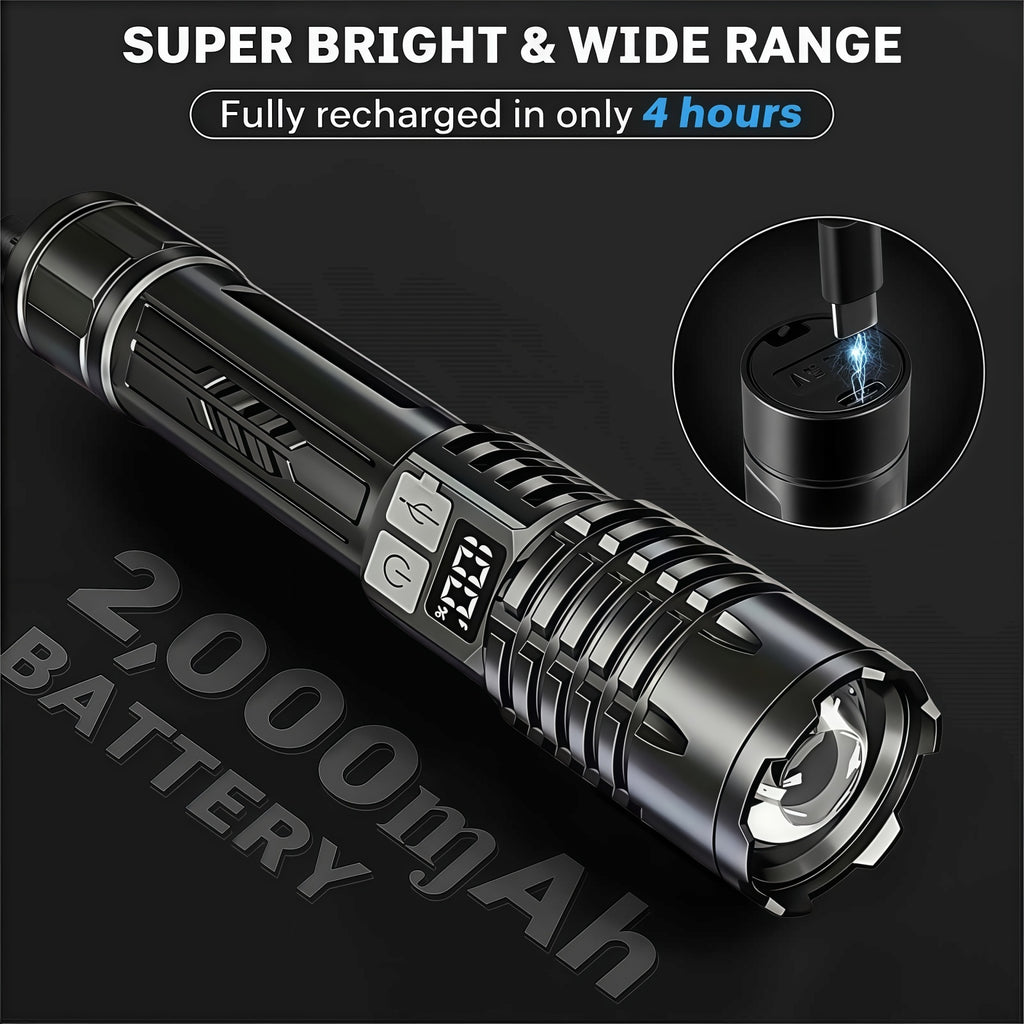 Rechargeable LED Flashlight 4 Pack High Lumens Zoomable Tactical Flashlights for Camping Hiking Emergency Outdoor