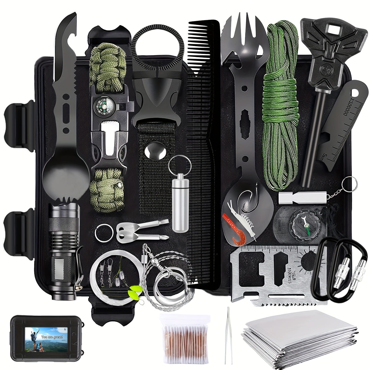 Professional Survival Gear Kit - 14/152/258pcs with Fire Starter, Compass & Multifunctional Tools for Camping, Hiking & Outdoor Adventure | Best Gift for Men & Women