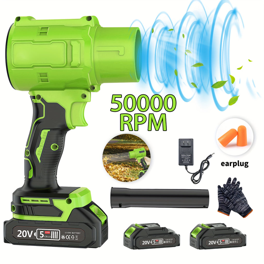 Cordless Leaf Blower 20V 50000RPM – Turbo Air Blower for Leaf Blowing, Snow Removal, Car Drying & Dust Cleaning, Rechargeable Lithium Battery, Lightweight Handheld Outdoor Tool