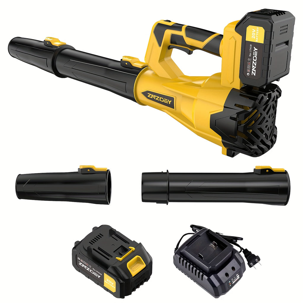 Cordless Leaf Blower 580CFM 160MPH Battery Powered with 4.0Ah Lithium Battery 6 Speed Settings Extension Nozzle Lightweight Electric Blower for Lawn Yard Snow Clearing Pet Hair