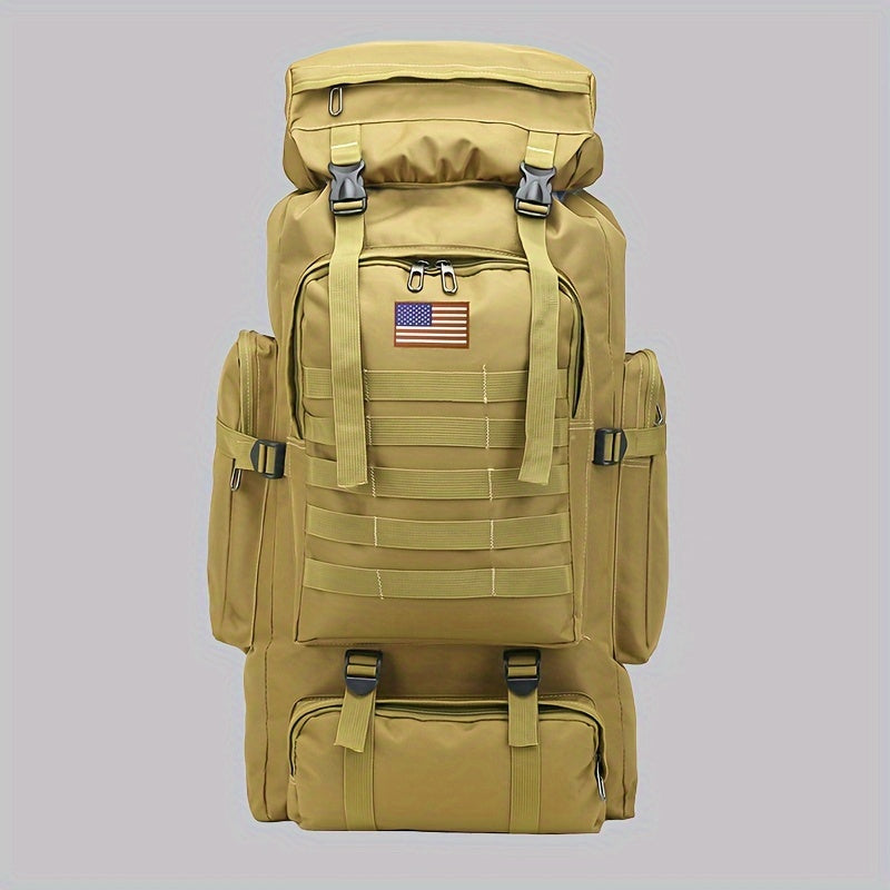 Tactical Hiking Backpack 80L Large Capacity – 3-Day Assault Pack, Molle System, Oxford Fabric, Unisex for Hiking, Camping, Hunting & Travel | Black, Camo, Desert, Gray, Khaki, Green