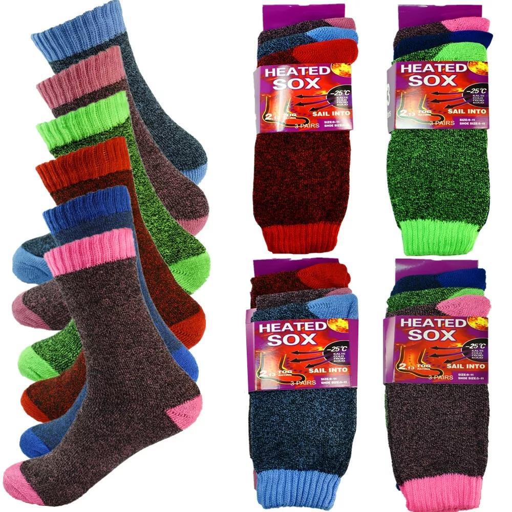 Thermal Socks for Women 6 Pairs Winter Warm Thick Cushioned Crew Socks for Hiking Camping Skiing Cold Weather Boot Socks Size 9-11 Multicolor