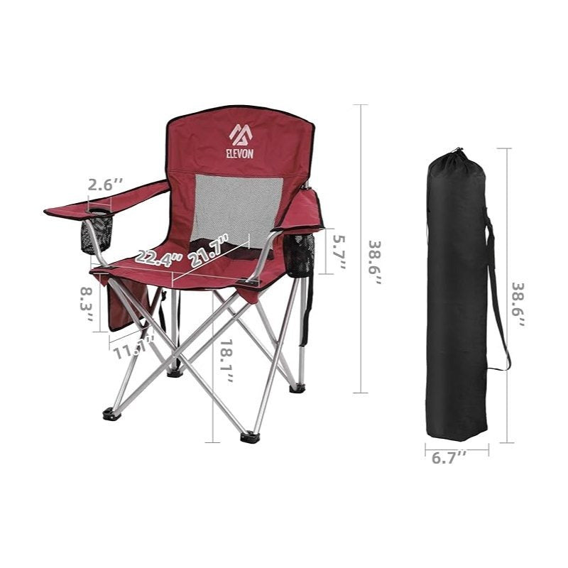 Folding Camping Chair with Canopy Sunshade Portable Beach Chair – 225 lbs Support Wide Seat Cup Holder Carrying Bag for Outdoor Lawn