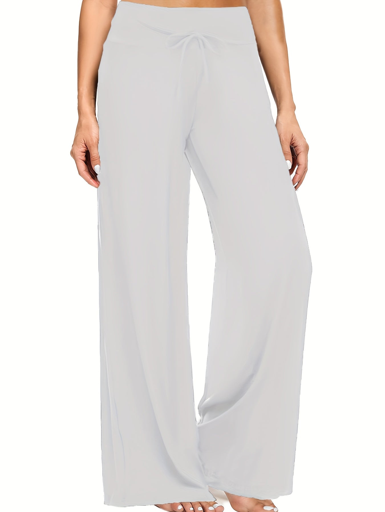 4-Pack Women's Wide Leg Palazzo Pants – High Waist Stretchy Casual Beach Lounge Pants, Loose Flowy Dress Pants for Women, S-XXL, Black & Mixed Colors