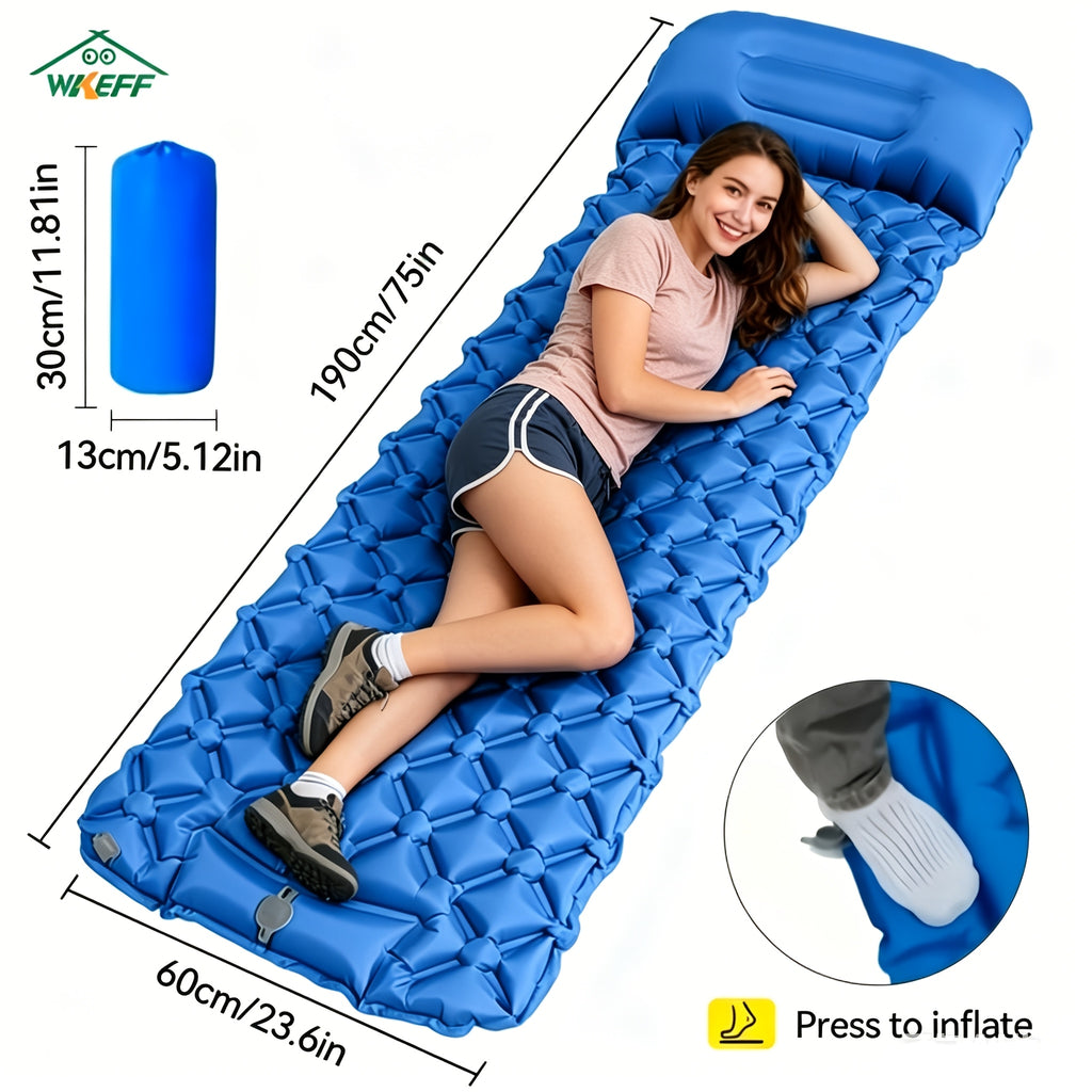 Inflatable Sleeping Pad for Camping with Pillow & Built-in Foot Pump – Ultralight Compact Camping Mattress for Backpacking, Hiking, Car Travel, Beach & Tent, Multiple Colors