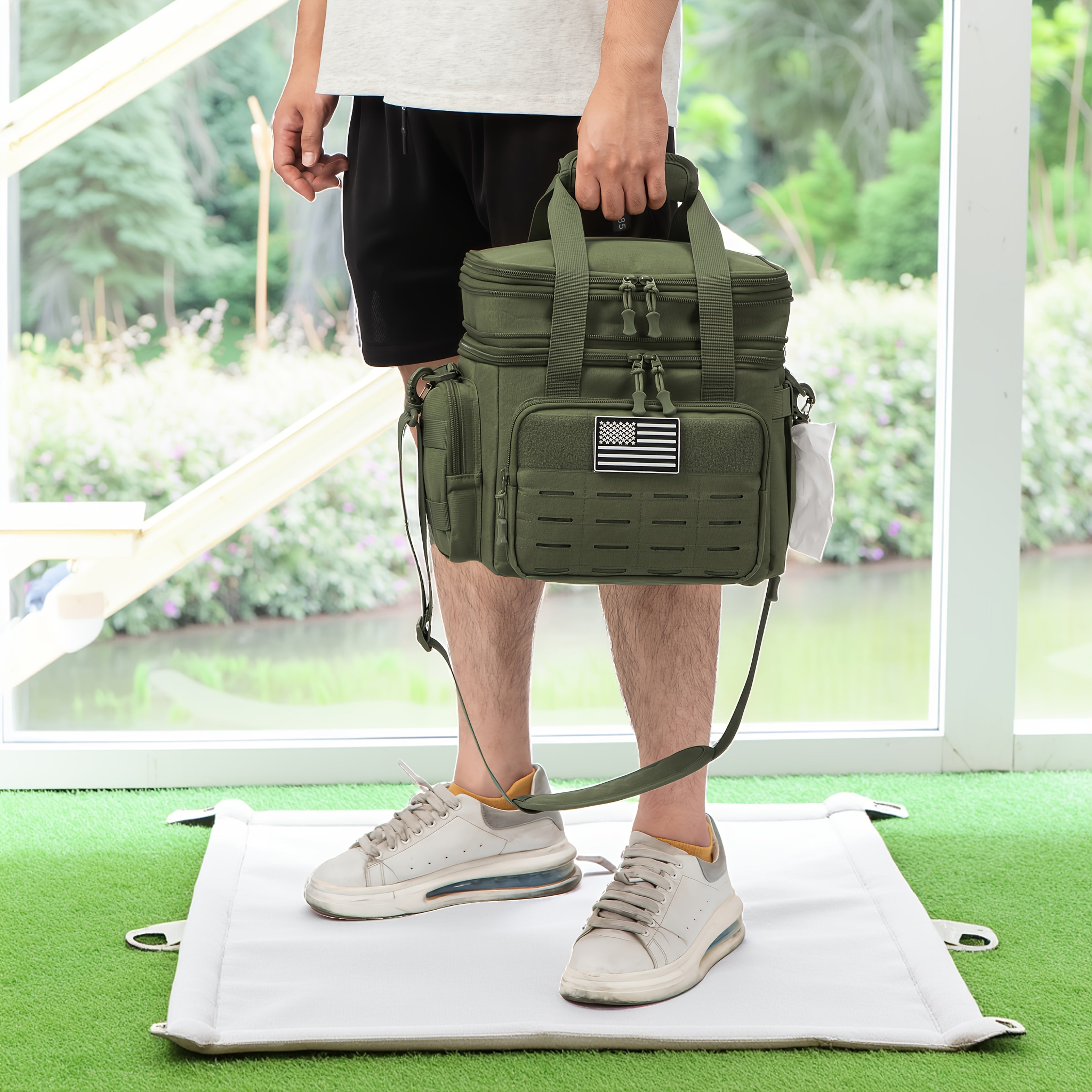 Tactical Cooler Bag Insulated Leakproof 24-Can – 4.76 Gal MOLLE Lunch Box for Men, Dual Compartment Expandable Thermal Tote, Camping Hunting Beach Work