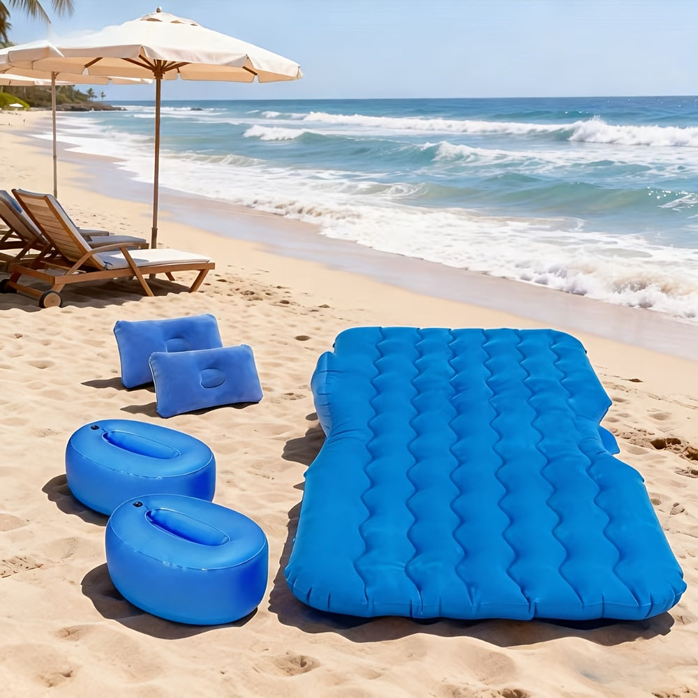 Inflatable Car Mattress Portable Backseat Sleeping Bed PVC Travel Cushion for SUV Truck Camping Picnic Road Trip Outdoor Rest Blue Black Beige Gray