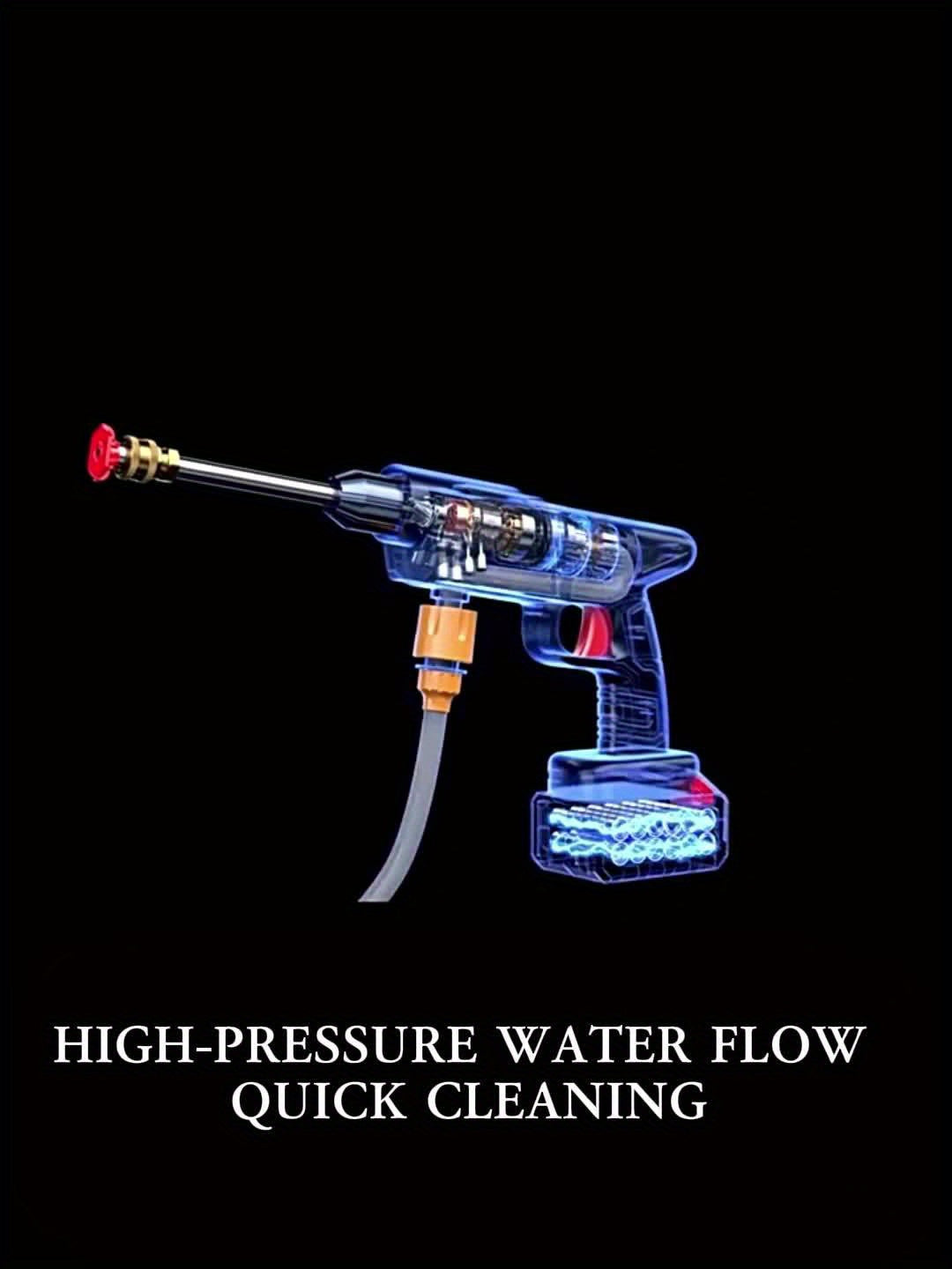 Cordless High Pressure Car Wash Gun - Portable Rechargeable Lithium Battery Foam Spray Washer with Adjustable Nozzle, Car Washing Garden Cleaning Tool, Multiple Bundle Options
