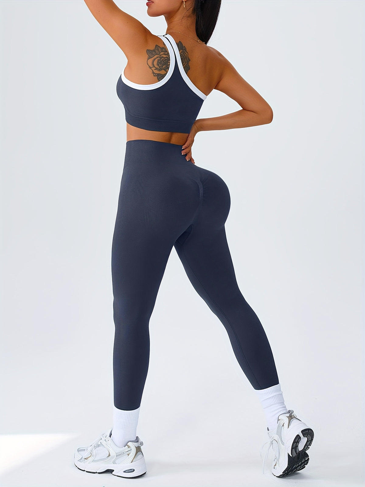 High-Waisted Butt-Lifting Leggings & Sports Bra Set for Women 2-Piece Stretchy Yoga Workout Outfit Solid Color Running Activewear with Camisole Top XS-XL