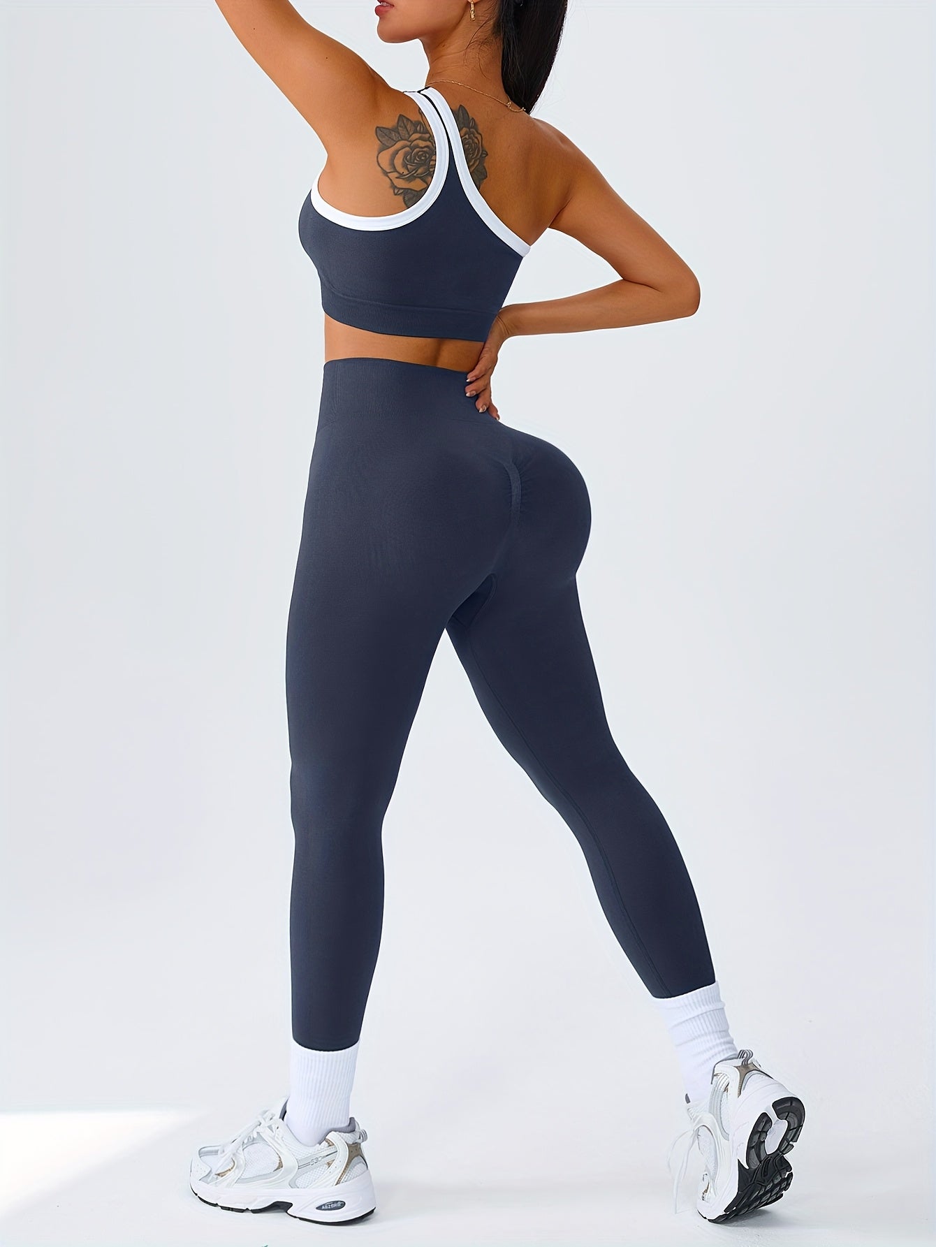High-Waisted Butt-Lifting Leggings & Sports Bra Set for Women 2-Piece Stretchy Yoga Workout Outfit Solid Color Running Activewear with Camisole Top XS-XL
