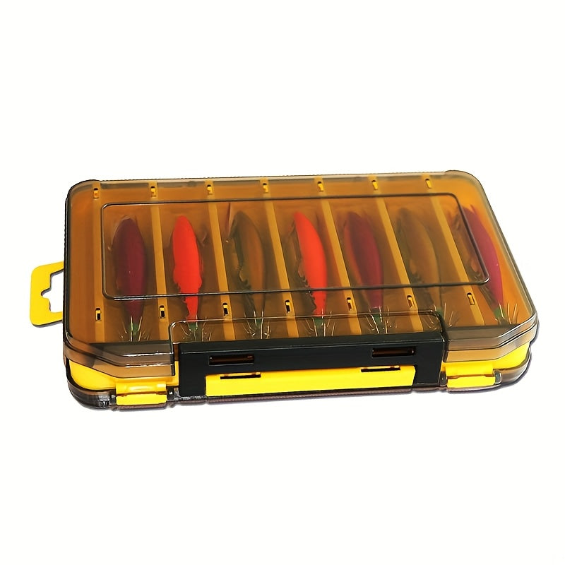 Fishing Lure Tackle Box Dual-Sided 14 Compartments – Portable ABS Lure Organizer for Minnow Pencil Squid Crankbait Hard Baits Freshwater Saltwater – Tangerine & Blue
