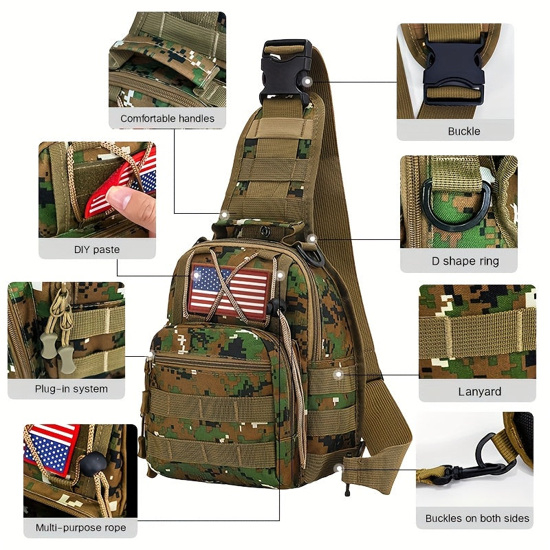 Men's Sling Bag Lightweight Crossbody Chest Pack, Multi-Pocket Shoulder Bag with Adjustable Strap for Cycling Hiking Travel EDC, Compact Outdoor Daypack for Men