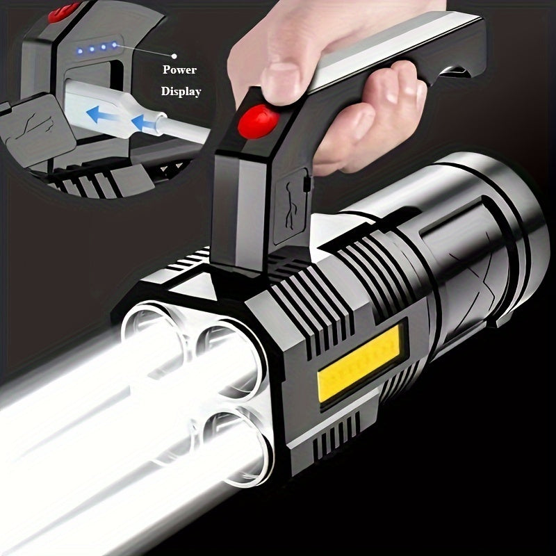 USB Rechargeable LED Flashlight Quad-Core 4 Modes Aluminum Camping Torch – Compact Bright Flashlight for Hiking Emergency Home Use 1-Pack or 2-Pack