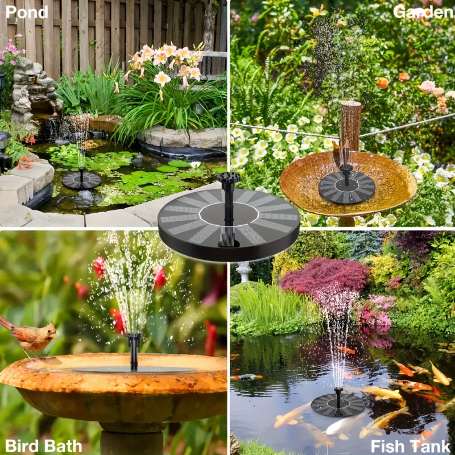 Solar Powered Fountain for Garden Pond & Bird Bath – Outdoor Water Feature with Durable Plastic Design for Pool, Courtyard, Rockery & Terrace Decor