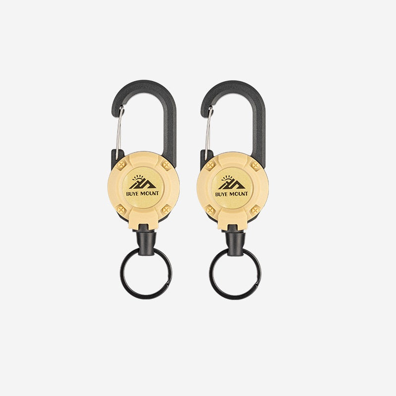Tactical Retractable Keychain Set with Compass Multi-Tool Badge Clip Heavy Duty Steel Wire Rope Lanyard for Camping Hiking Fishing EDC