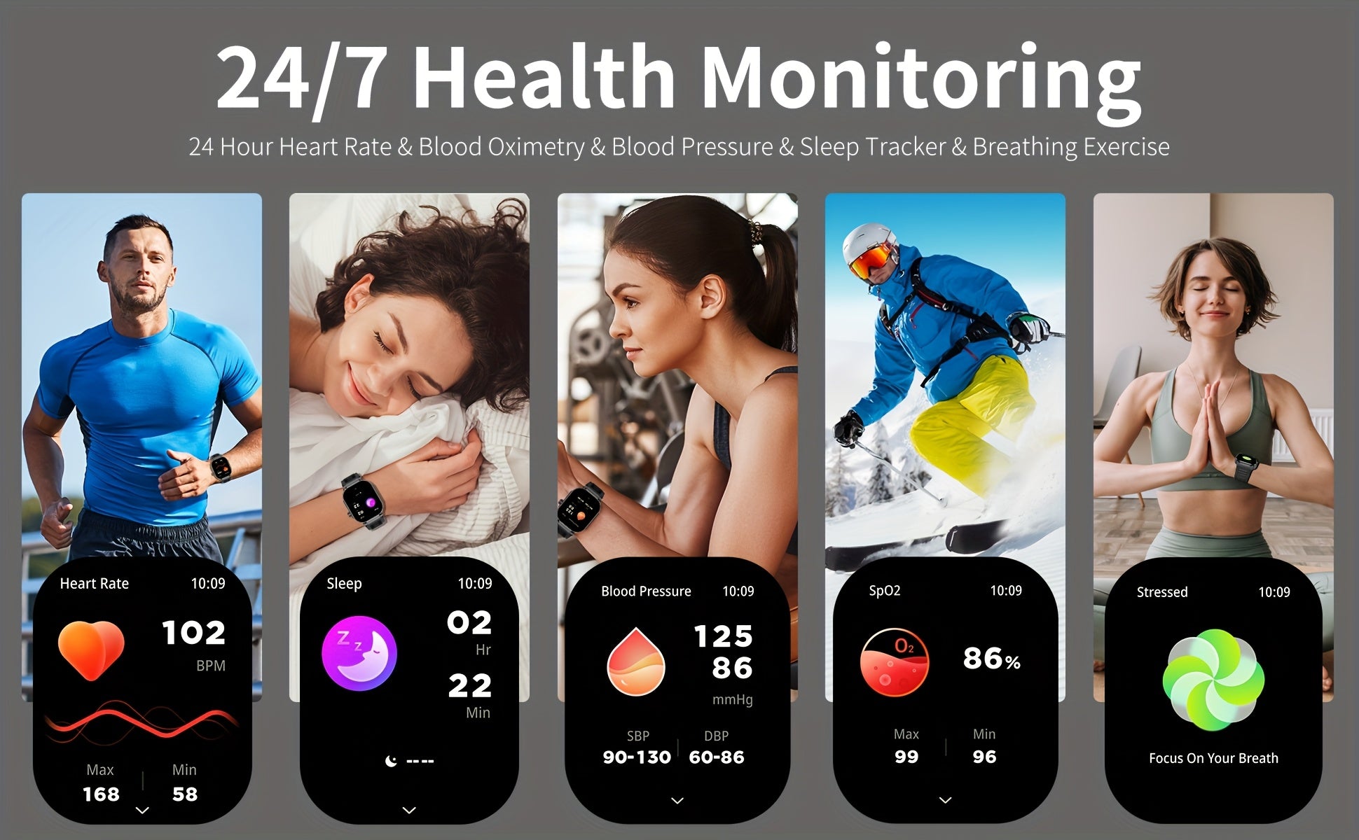 Smartwatch with 2.1" HD Full-Screen Display – 123+ Sports Modes, Bluetooth 5.3, Wireless Calls, AI Voice, 400mAh Battery, Fitness Tracker for Men & Women, 3 Colors