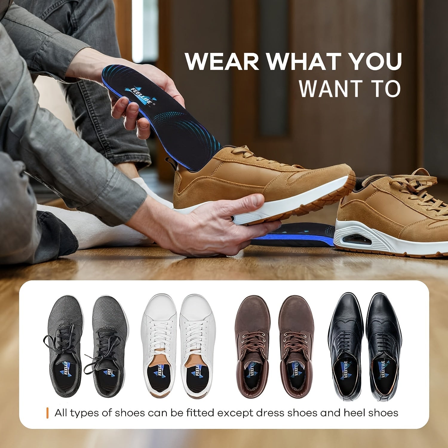 Arch Support Insoles for Plantar Fasciitis & Flat Feet – Heavy Duty Shoe Inserts for Men & Women, 300+ LBS Support, Gel Cushion Insoles for Work Boots, Running, Hiking, Standing All Day Comfort