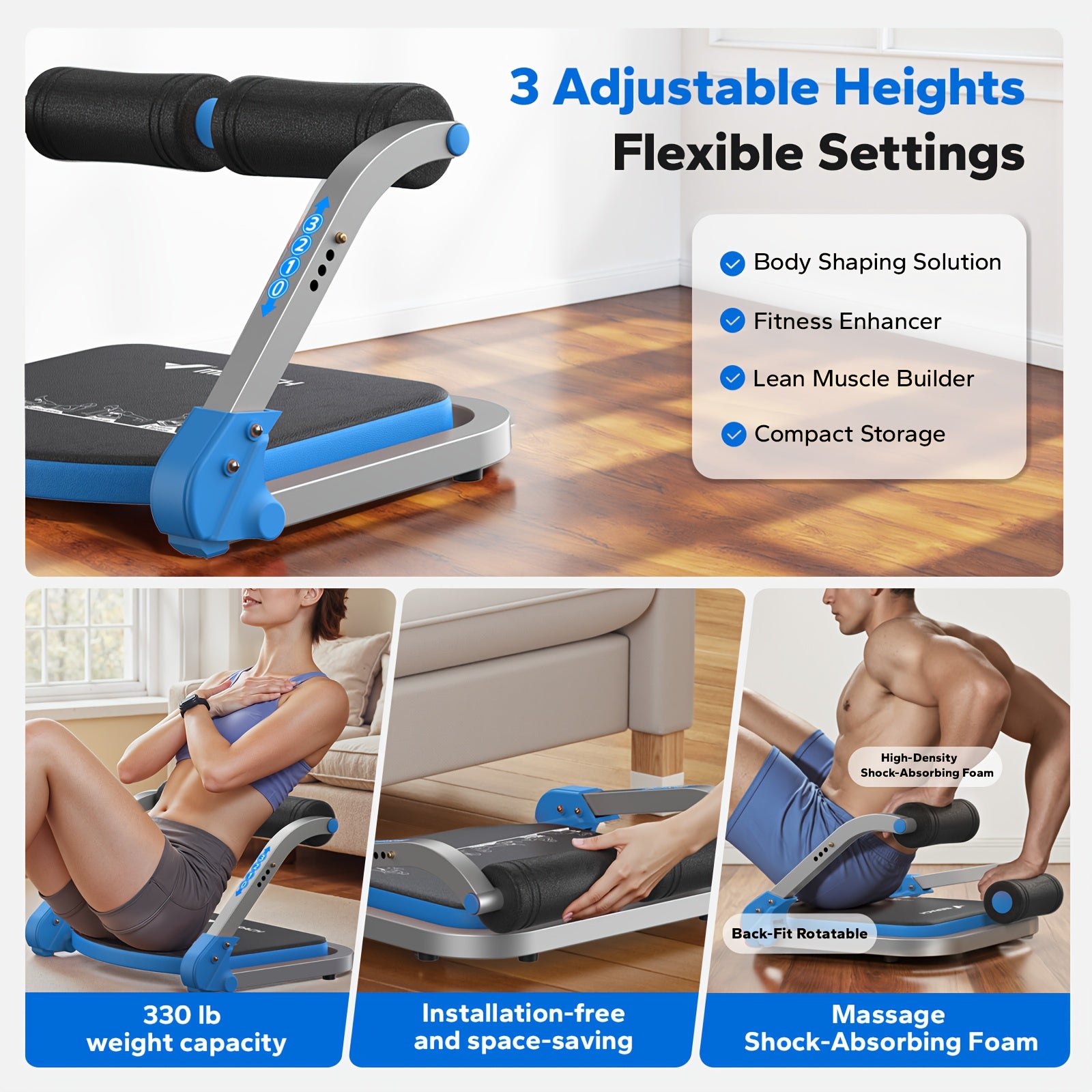 Ab Trainer Core Workout Machine – Multifunctional Abdominal Trainer for Core Strength, Waist Slimming & Belly Fat Loss, Home Gym Fitness Equipment for Men & Women