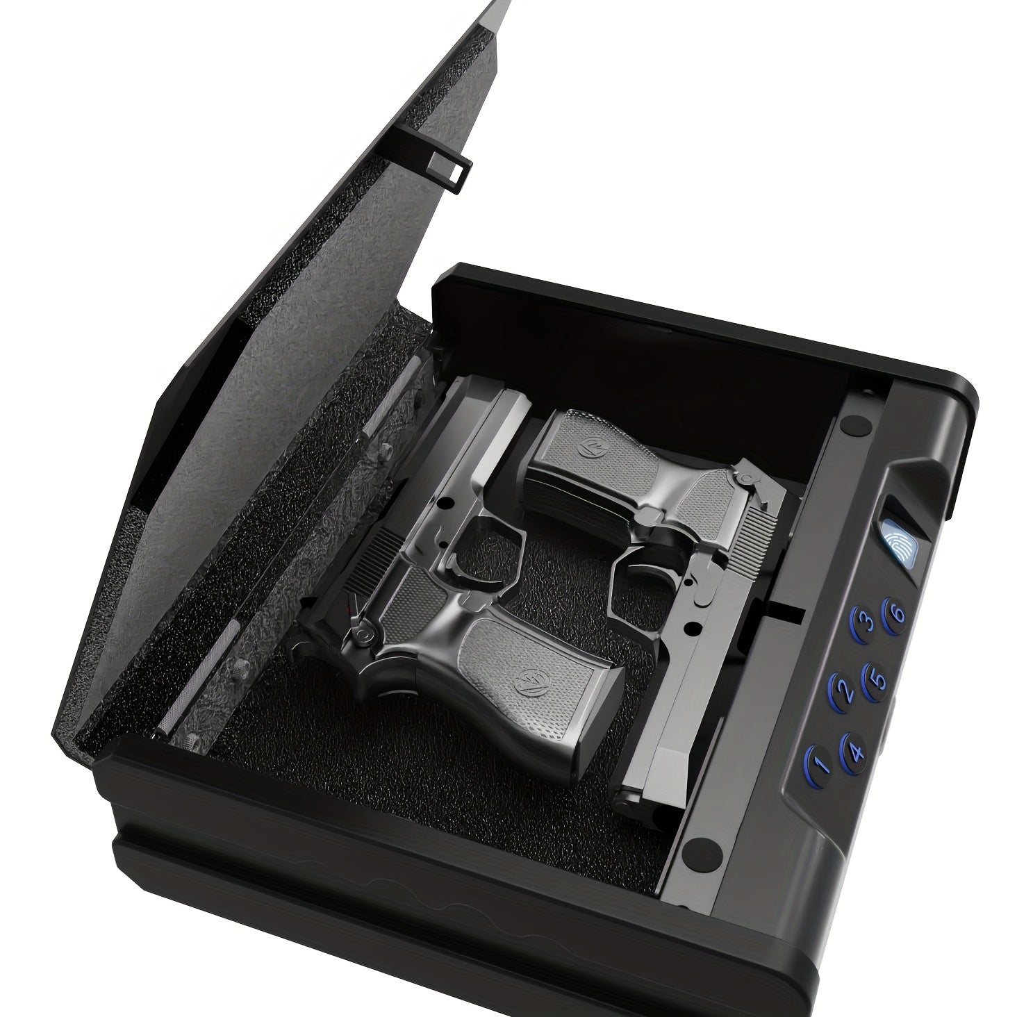 Fingerprint Pistol Safe Quick Access Handgun Safe Box for 2 Guns – Biometric Gun Safe with Backup USB-C, Bedside Car Nightstand Vault for Pistols Cash Documents